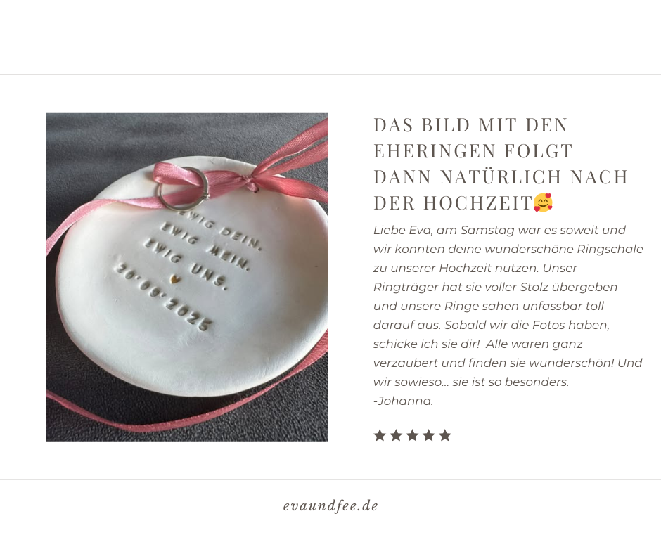 EWIG DEIN: Zauberhafte, romantische Ringschale mit Zitat, Miniherz und Datum