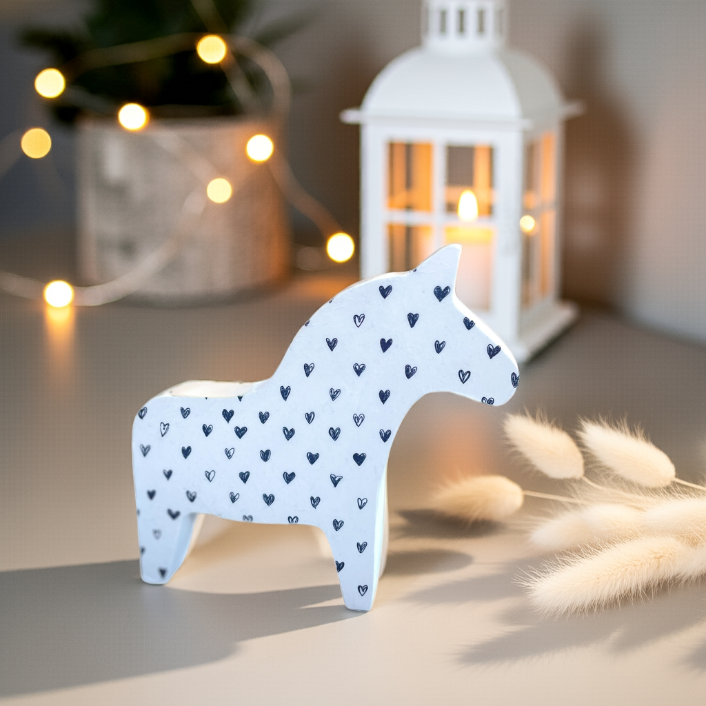 XXL Nordlicht mit ganz viel Herz (en) aus Keramik Pferd als Geschenk für Pferdeliebhaber | nordic home | handmade Dala | Skandi Deko