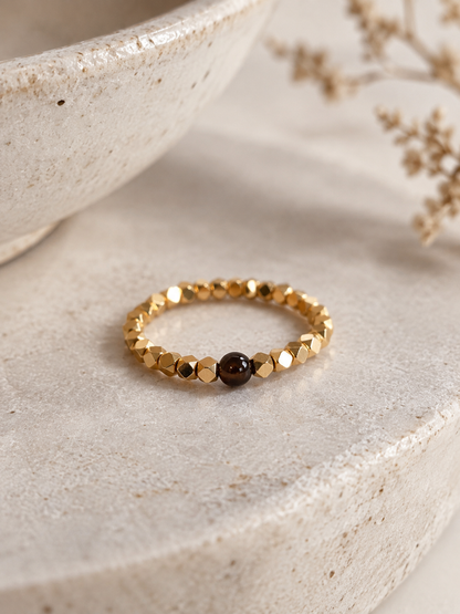 STRENGTH| goldfarbener Hämatit Ring mit Tigerauge