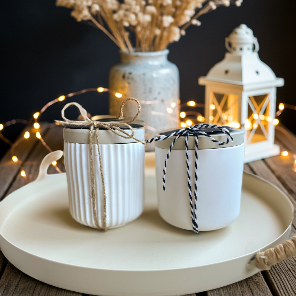 Schmuckdose mit Deckel in weiß & beige – süßes Geschenk für Mamas , Besties und Lieblingsmenschen