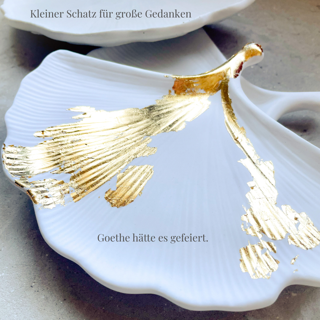 Schmuckschale BOOKLOVER Collection : Ginkgo Biloba – Große Literarische Keramikschale mit Goethe- Gedicht | book lover gift