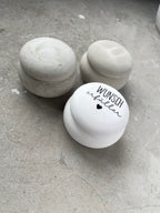 Mini Schmuckdose aus Keramik | Pantone Toffee, Marmor oder Weiß mit Schriftzug Wunscherfüller | Handmade | Geschenkidee | organische Form