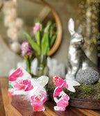 Blütenhäschen- Paar  – Frühlingsliebe aus Keramik im Set