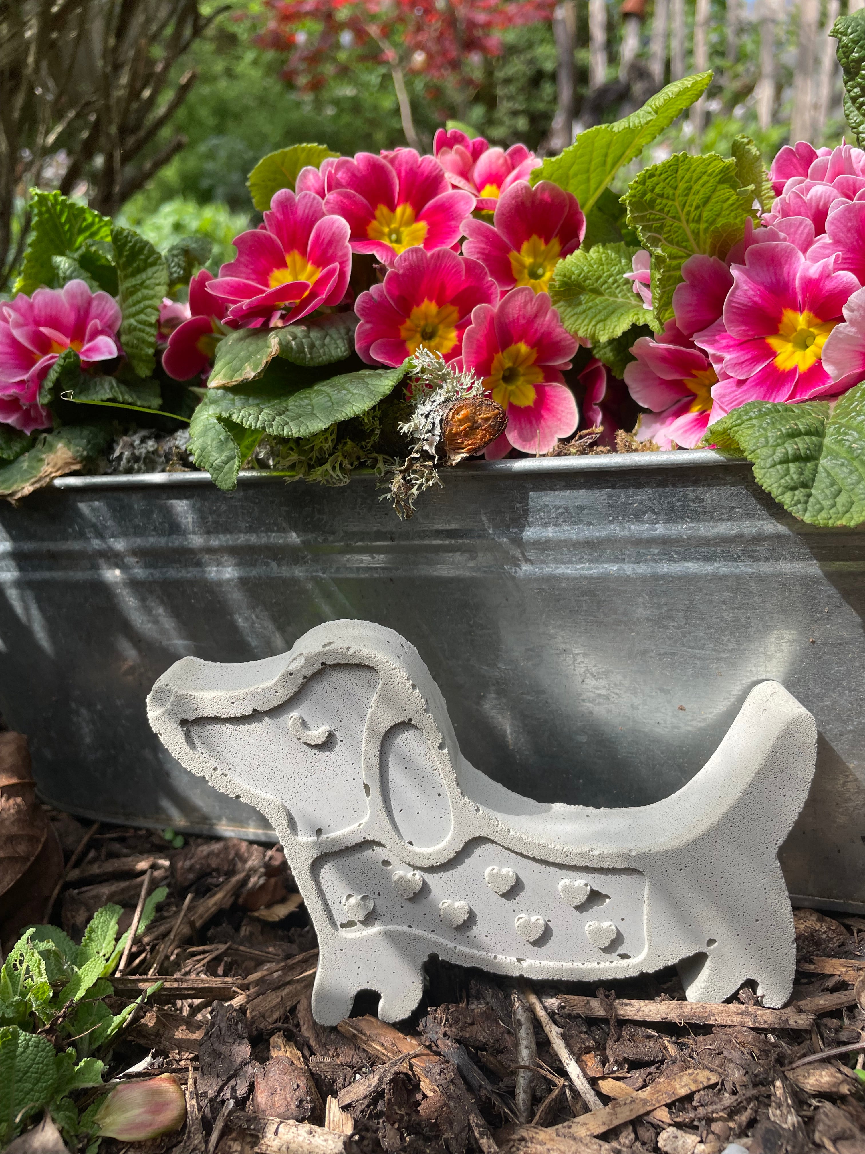 Dackel "Anton" aus Beton als Outdoor Deko | Figur für Hundeliebhaber | handgemachtes Geschenk für Hundemamas und Hundepapas | süßes Mitbringsel