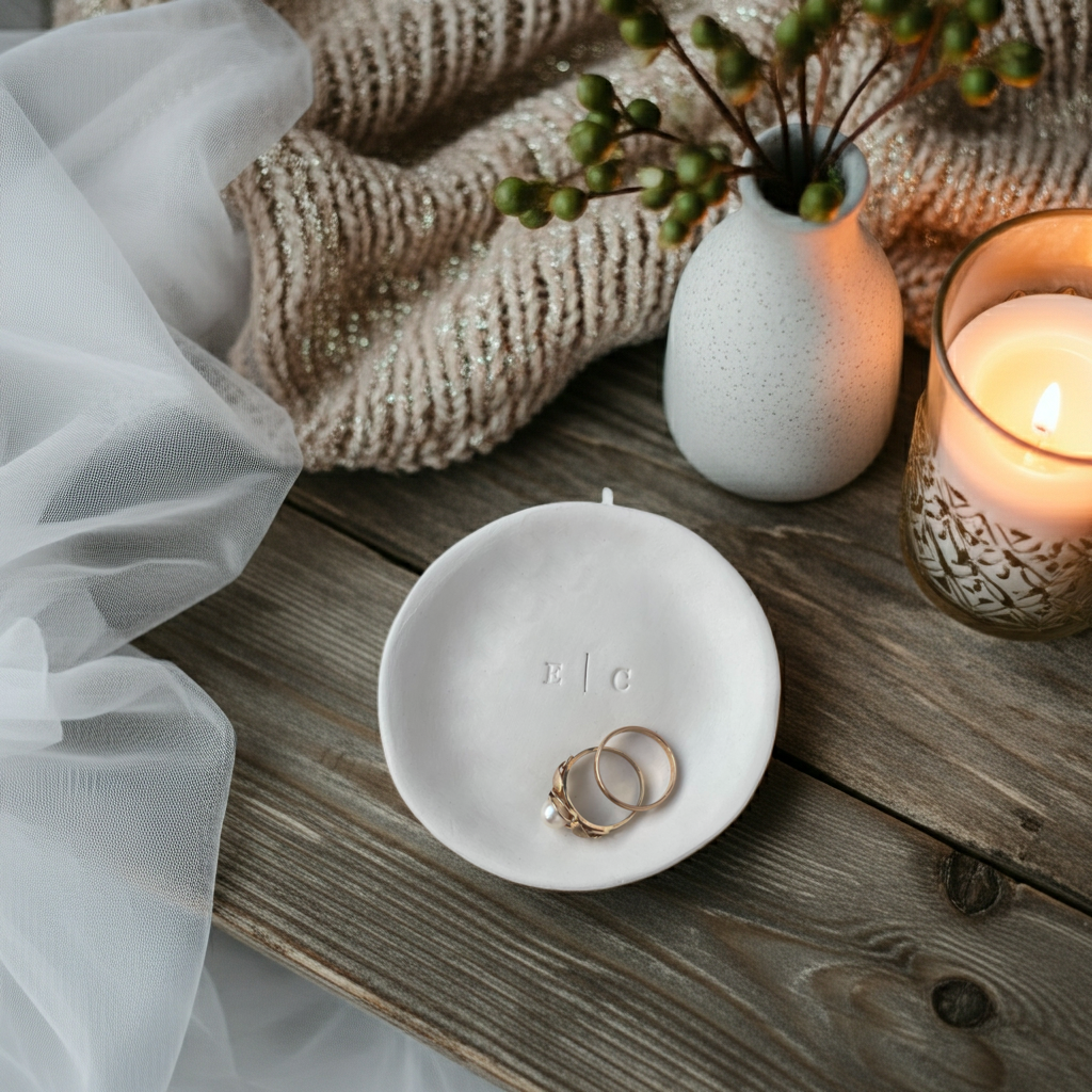 Modern Ringschale / ceramic dish – perfect wedding detail for bride & groom. Inspired by Pantone wedding colors & minimal aesthetic. Ideal for standesamt, bridal flatlays, anniversary or engagement shoots. Handcrafted in Germany, real clay, emotional touch and timeless design. A symbol of connection, love and sustainability. #handmadewedding #bohodecor #weddingrings #modernbride #bridalstyle