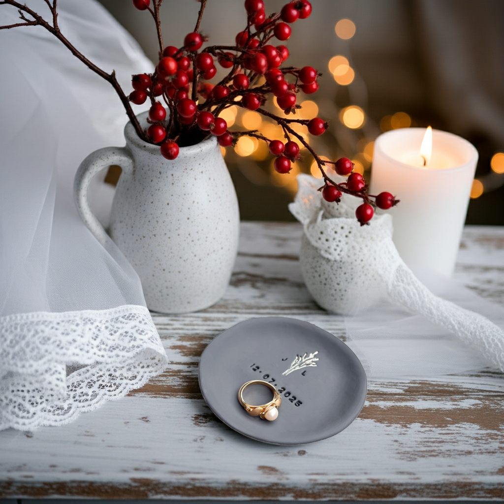 LIMIT.ED🖤small batch: Handgetöpferte, personalisierbare Ringschale in anthrazit | Hochzeit | Initialen, Datum & Kornähre in Champagnergold & farblos| Ringkissen Alternative | Herbsthochzeit