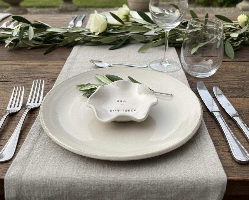 WIR ZWEI und EURE INITIALEN – organisch geformte Design Ringschale mit Herz -Schmuckschale als süßes Geschenk | Handgetöpfert aus echtem Ton | & für Besties und Paare