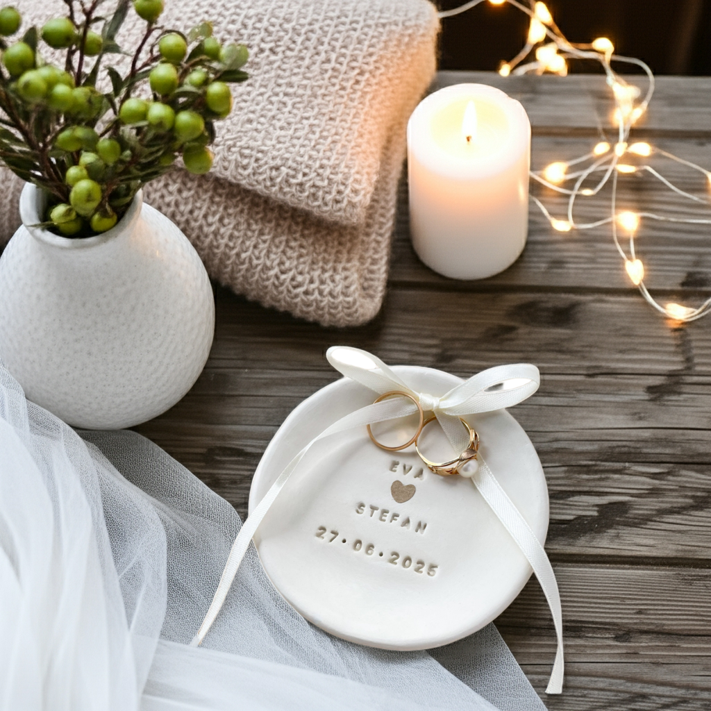Ringschale Hochzeit | mit Craft-Herz, Namen und Datum