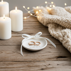 Boho-inspiriertes Ringschälchen mit Initialen und Datum, handgefertigt aus Keramik. Ideal für freie Trauungen, Gartenhochzeiten und standesamtliche Zeremonien. Präsentiert Eheringe und Engagement Rings stilvoll und dient als hochwertige Alternative zu Ringbox oder Ringkissen. Ein persönliches, langlebiges Geschenk für Brautpaare, Verlobungen und Jahrestage.
