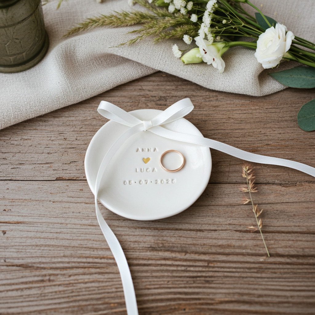 Handgetöpferte Schale und Schmuckschale als Ringbox Alternative oder Ringkissen für eure Hochzeit, fü das Standesamt oder eure freie Trauung bei der Gartenhochzeit. Auch sehr süß als besonderes GEschenk für das Brautpaar. Absolutes Unikat mit euren Namen und eurem Datum, bleibt euch als besondere Erinnerung für immer.