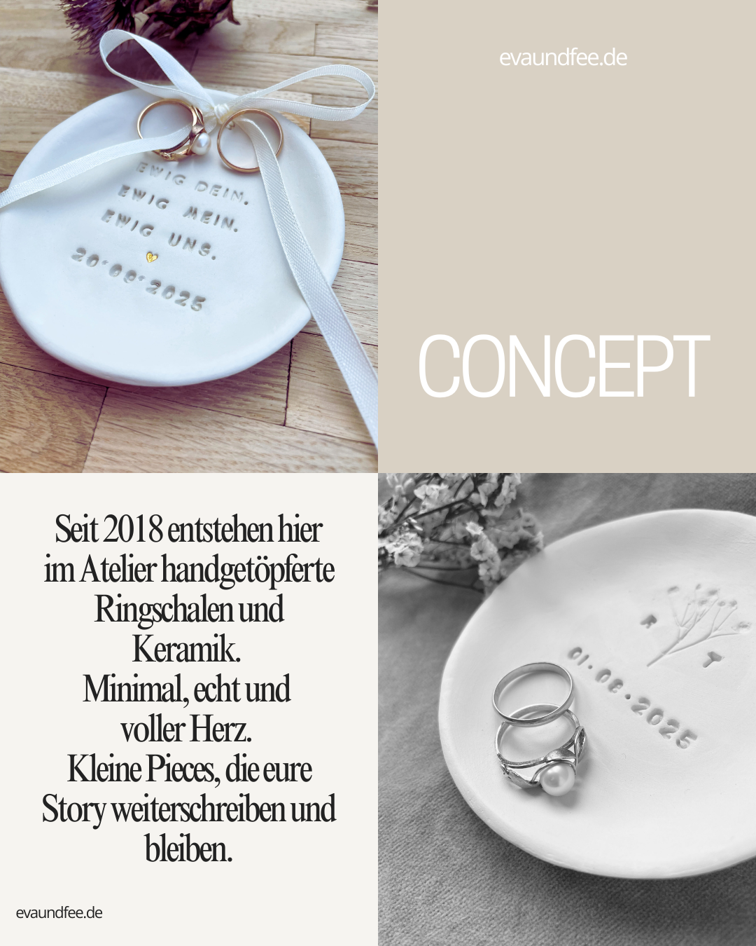 handgemachte Ringschale für eure Hochzeit, Standesamt oder freie Trauung aus echtem Ton. Besonderes Must have für Herbsthochzeit oder Winterhochzeit, als personalisiertes Geschenk zum JGA oder zur Verlobung