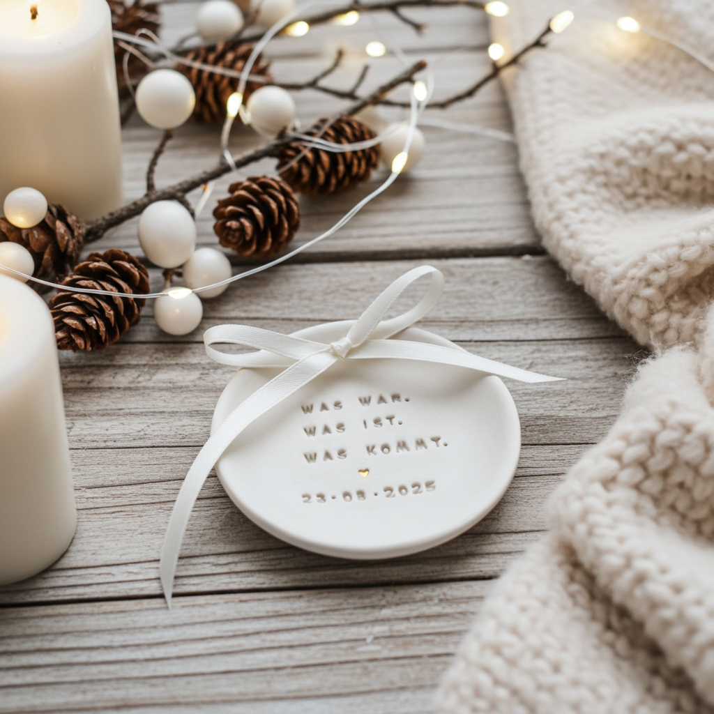 Handgemachte Keramikschale für Hochzeiten, ideal für Eheringe, Verlobungsringe oder Engagement Rings. Personalisierbar mit Initialen und Datum und einsetzbar als Ringbox-Alternative oder Ringkissen-Ersatz. Perfekt für freie Trauungen, Boho-Hochzeiten, Standesamt und natürliche Wedding-Dekoration. Auch geeignet als hochwertiges Geschenk für Brautpaare.