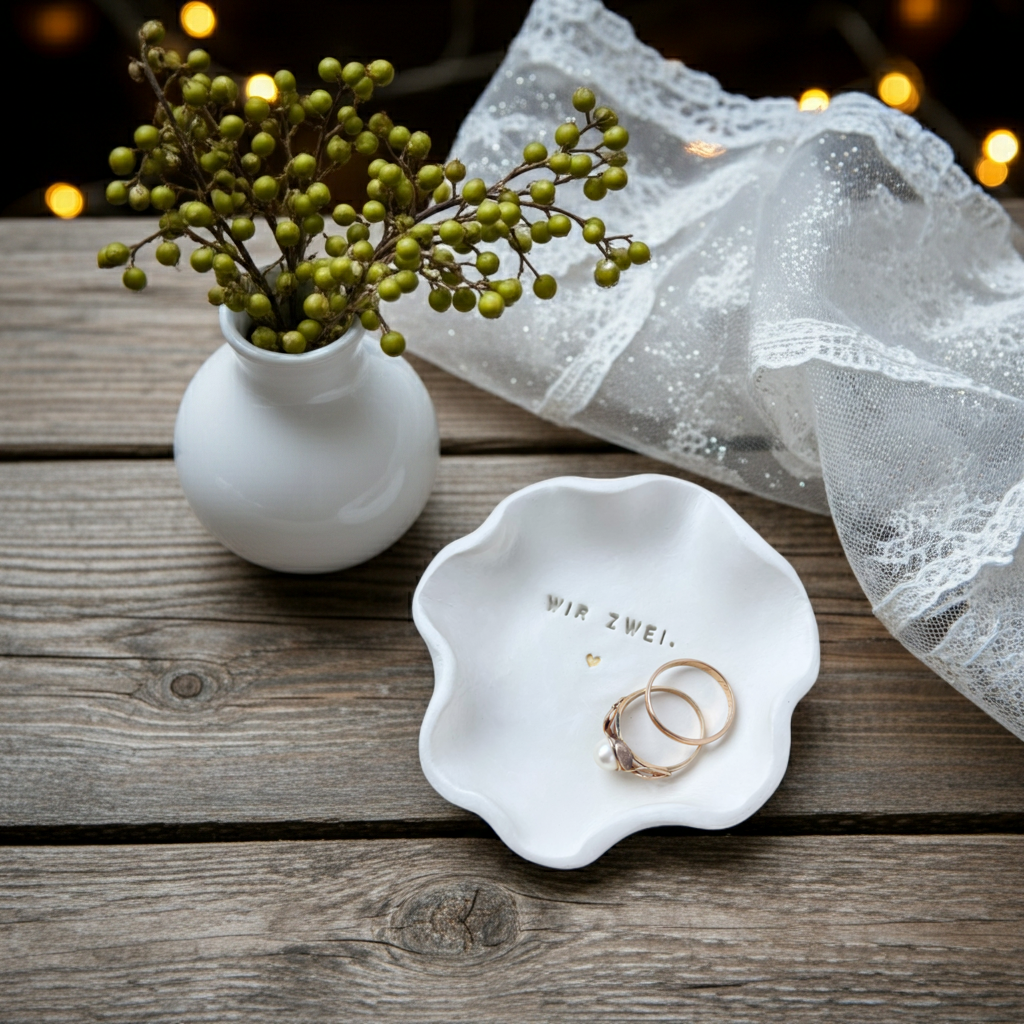 Mr & Mrs EST 2025 Ringschale – Elegante Keramik-Schale Für Ringe & Schmuck