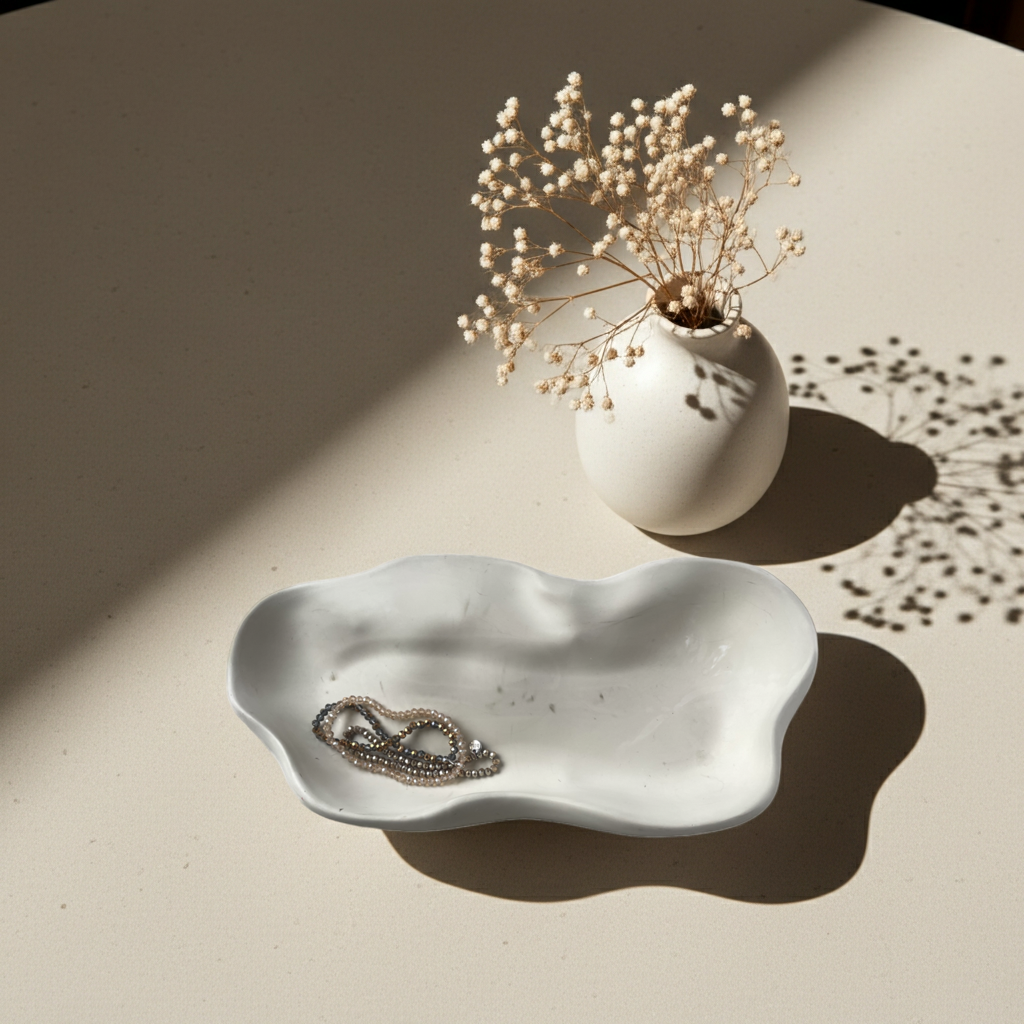 Große Centerpiece Schale aus gegossener Keramik in neutralem Beige. Die organische Form und die moderne, minimalistische Oberfläche passen perfekt zu Coffee Tables, Dining Tables oder Sideboards. Ideal für Obst, Dekoarrangements oder als stilvolles Statement Piece. Ruhige, klare Ästhetik im Stil moderner Interior-Marken. Perfekt für Pinterest-Layouts, Wohnzimmer-Styling und zeitlose Wohnaccessoires. Handmade und hochwertig gefertigt.