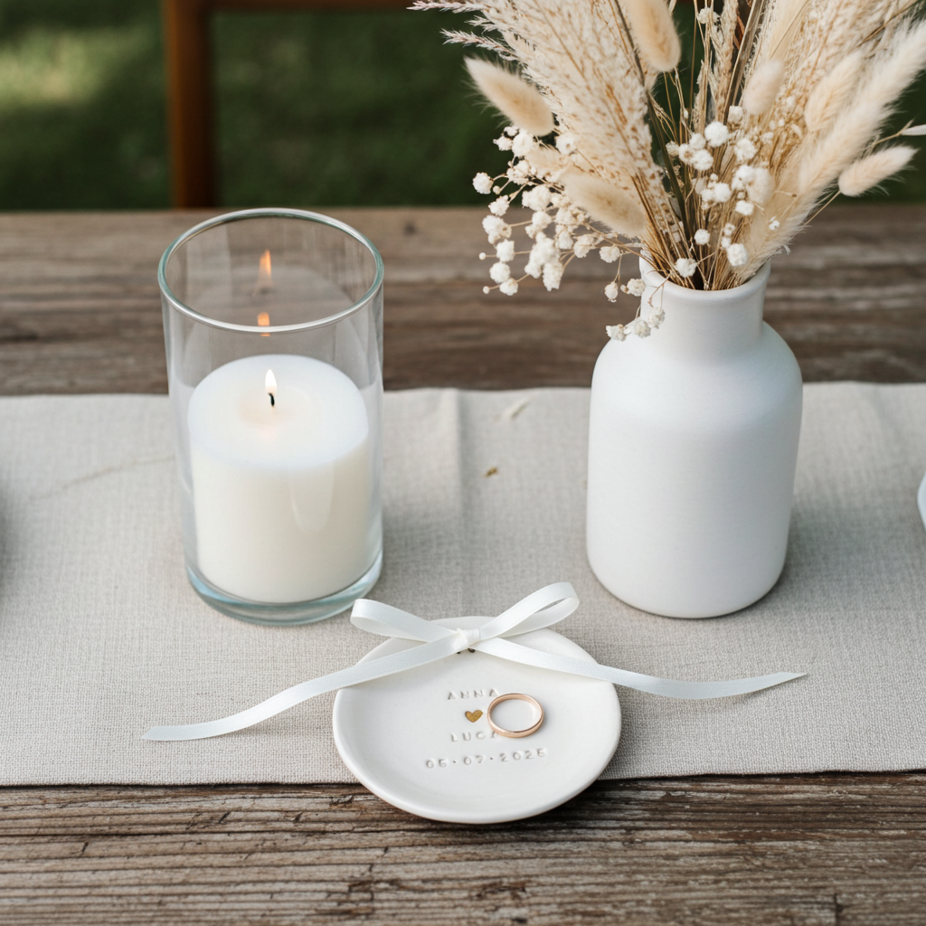 Ringschale mit euren Namen, Datum und goldenem Herz | ultramatt |