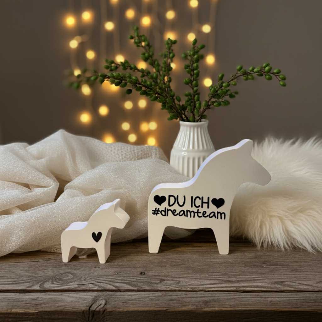XXL Dala Pferd aus Keramik mit Schriftzug (Einzelstück) | Skandi Geschenkidee für Lieblingsmenschen | Deko für Zuhause, Kinderzimmer und Pferdefreunde