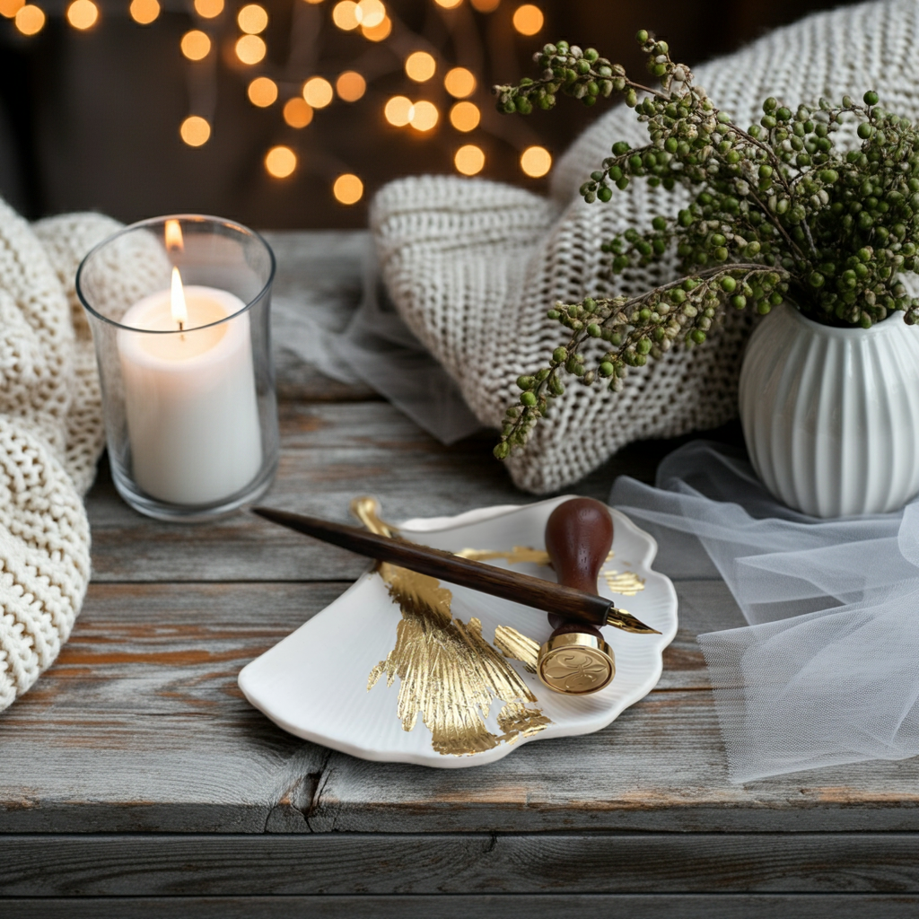 Schmuckschale BOOKLOVER Collection : Ginkgo Biloba – Große Literarische Keramikschale mit Goethe- Gedicht | book lover gift