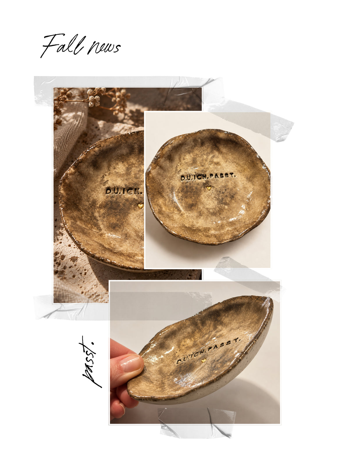 Handgemachtes Keramikschälchen mit goldenem Ring und individueller Glasur